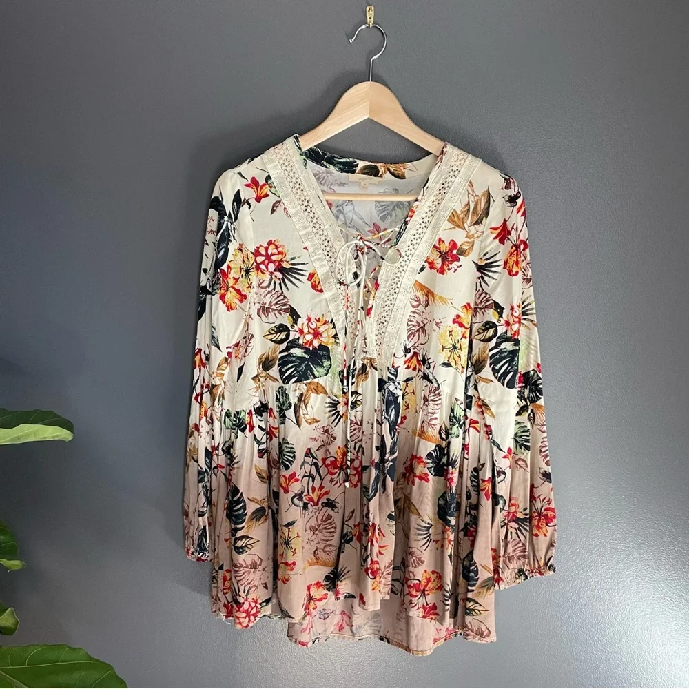 Mystree Boho Floral Ombre Blouse - Picture 1 of 6